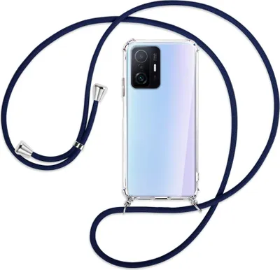 Produktbild von Handykette Backcover-Schutzhülle mit Band (Metall silberfarben) für Xiaomi Mi 11T - dunkelblau
