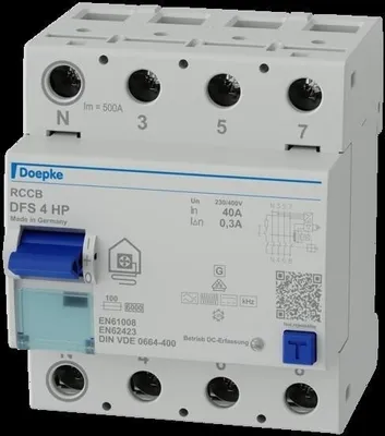 Produktbild von Doepke FI-Schutzschalter DFS4 040-4/0,30-HP 09136805