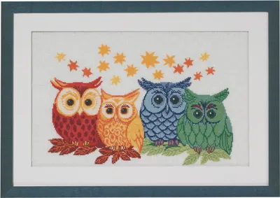 Zdjęcie produktu dla Permin zestaw do haftu krzyżykowego "Sowa", wzór liczony, 56x38cm, 70-3303