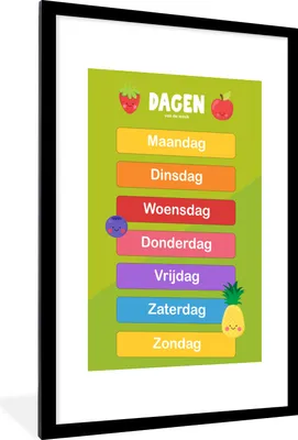 Produktbild von MuchoWow® MuchoWow® Gerahmtes Poster Kinderzimmer - Woche - Pädagogisch - Mädchen - Jungen - Kinder - Kinder 60x90 cm - Poster mit zchwarzem Bilderrahmen - Dekoration - Wandposter Wohnzimmer - Hochwer
