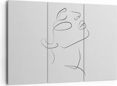 Produktbild von Bild auf Leinwand - Leinwandbild - 3 Teile - Stück Linear Gesicht - 165x110cm - Wand Bild - Wanddeko - Wandbilder - Leinwanddruck - Bilder - Wanddekoration - Leinwand bilder - CE165x110-4823