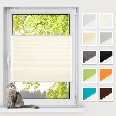 Productafbeelding van Plissé gordijn, zonder boren, beige, 60x160 cm
