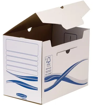 Produktbild von Archivschachtel 200mm Bankers Box Basic 197x250x325mm weiß/blau 25 Stück