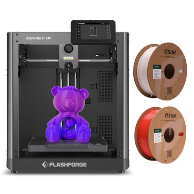 Produktbild von Flashforge Adventurer 5M 3D-Drucker, 600 mm/s Druckgeschwindigkeit, 220 x 220 x 220 mm Druckvolumen + 1KG Weiss High Speed PLA-Filament+ 1KG Rot High Speed PLA-Filament