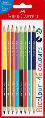 Produktbild von Faber-Castell Doppelseitige Buntstifte 8=16 Farben auf einem Blister 116197FC