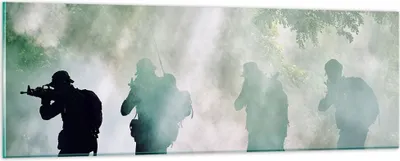 Produktbild von Bilder auf glas - Soldat Gewehr - 90x30cm - Glasbilder - Wandbilder - Bilder - Kunstdruck - zum Aufhängen bereit - Wanddekoration aus Glas - Glas Bilder - Wandbild auf Glas - Einteilig - GAB90x30-3976