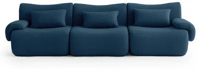 Immagine prodotto di MILYSOFA SOFATIME Divano componibile a 3 posti, dal design lineare, in pregiato tessuto a riccioli, blu scuro