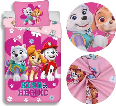 Produktbild von Paw Patrol rosa Kinderbettwäsche, mit Reißverschluss, Baumwolle 140x200cm