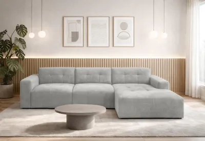 Produktbild von AX LIVING Couch in L Form Corlu Sofa Grau für Wohnzimmer 310 cm R