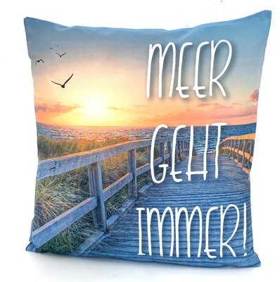 Produktbild von heimtexland ® Outdoorkissen mit Füllung Garten Dekokissen 45x45 schmutz- und wasserabweisend Deko Kissen Outdoor Typ688 Meer geht immer