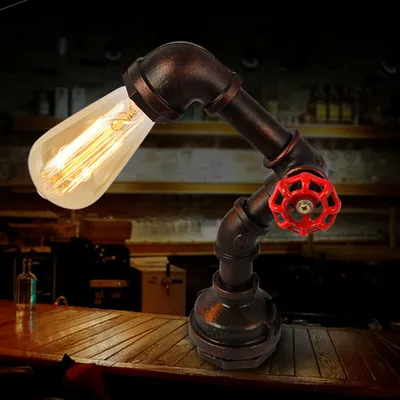 Obrázek produktu pro Retro stolní lampa Průmyslová lampa Steampunk Water Tube Metal Desk Lamp