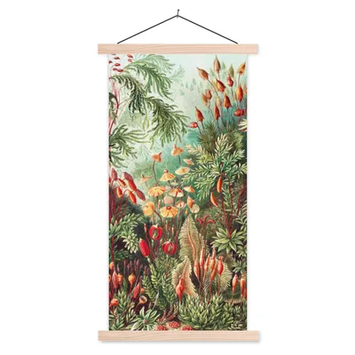 Produktbild von MuchoWow® Textilposter Blumen - Kunst - Vintage - Natur - Botanisch 60x120 cm mit holzfarbenen Rahmen - Holz