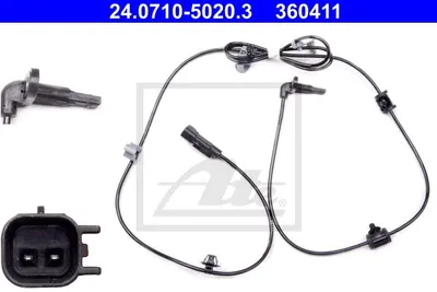 Produktbild von ATE ABS Sensor Raddrehzahl Hinten Rechts für OPEL INSIGNIA Caravan 24.0710-5020.3