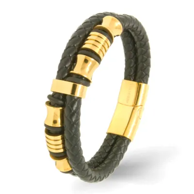 Produktbild von Leder Armband COMBO LAYER GOLD 22 cm / Gold