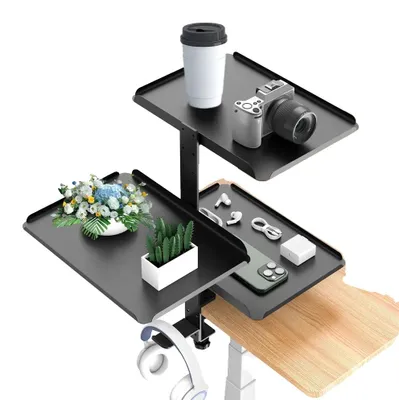Produktbild von Desktop-Organizer, verstellbares 3-Ebenen-Design, platzsparende Aufbewahrung, Schwarz