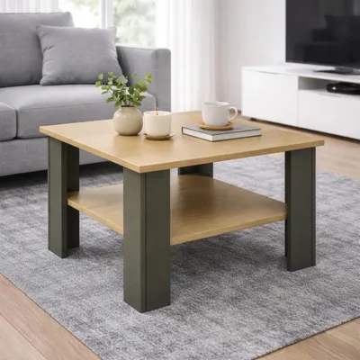 Produktbild von VCM Holz Beistelltisch / Couchtisch schlicht / Maße ca. H. 44 x B. 55 x T. 55 cm / quadratischer Wohnzimmertisch / Sofatisch - Disalo