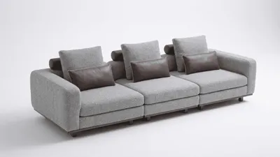 Immagine prodotto di Divano modulare grigio, tre posti, design moderno, ideale per il soggiorno