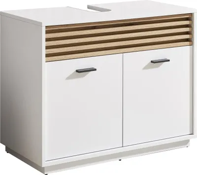 Produktbild von Waschbeckenunterschrank >Liguria< in Weiß / Evoke Eiche Nachbildung - 80x64x40 (BxHxT)