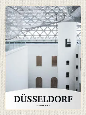 Produktbild von vianmo Holzschild 40x30 cm Düsseldorf Deutschland Architektur Bildmotiv Reisemotiv