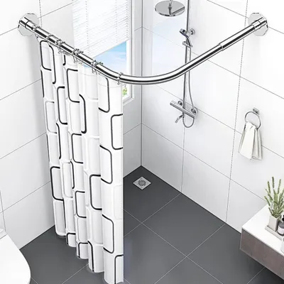 Duschvorhangstange L-Form, Edelstahl, 70-95 cm, verstellbar