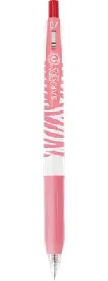 Gélové pero, 0,33 mm, stláčací mechanizmus, pruhované telo, ZEBRA "Sarasa Clip Pastel", pastelovo červené