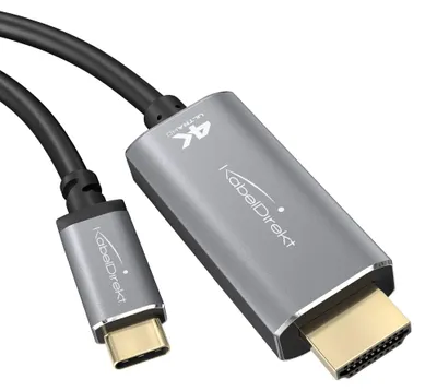 Zdjęcie produktu dla Adapter USB-C do HDMI i kabel – 2 metry, rozdzielczość 4K, pozłacane złącza