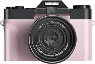 Produktbild von Digitální fotoaparát AIORBER, kvalita 4K, možnost WiFi, automatické ostření, 3,0" výklopný displej, časované selfie, růžová barva