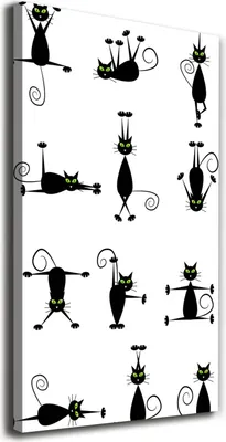Produktbild von Tulup Leinwandbild® - 70x140cm - Wandkunst - Drucke auf Leinwand - Leinwanddruck - Wohnzimmer Wanddekoration XXL - Wohnung Deko Kunstdrucke - Tiere - Schwarz - Katzen