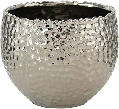 Produktbild von Übertopf Lajos Steingut  H.10 cm Ø.13 cm silber klein