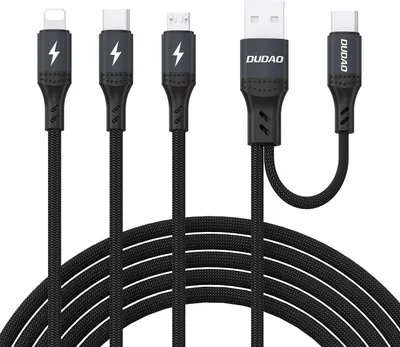 Zdjęcie produktu dla Kabel Dudao L3W Usb-A/Usb-C Do Lightning/Usb-C/Microusb 66W - Czarny