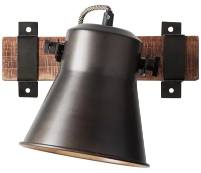 Produktbild von Brilliant Wandleuchte Spotstrahler Plow Schwarz/Holz max. 10W E27 schwenkbar