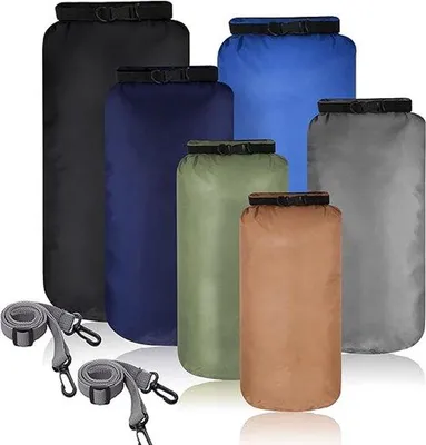 Produktbild von Famanu Wasserdichte Trockenbeutel Set 3L 5L 8L 10L 15L 20L - Leichte Aufbewahrungstaschen mit verstellbarem Schulterriemen