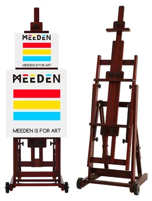 Produktbild von Staffelei Malerstaffelei Künstlerstaffelei - Massivbuche - Walnussfarben - 150 bis 241 cm höhenverstellbar - Leinwand bis 196 cm