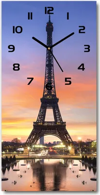 Produktbild von Wanduhr aus Glas – 30x60 cm - Glasbild - Glasuhr - Gehärtetes Glas -Eiffelturm Paris