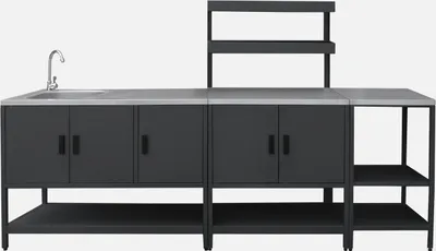 Produktbild von sweeek - Outdoor-Küche 3 Elemente aus Edelstahl - Schwarz
