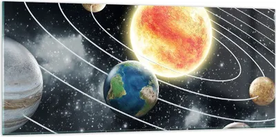 Produktbild von Bilder auf glas - Kosmos Planet - 120x50cm - Glasbilder - Wandbilder - Kunstdruck - zum Aufhängen bereit - Wanddekoration aus Glas - Glas Bilder - Wandbild auf Glas - Einteilig - GAB120x50-3646