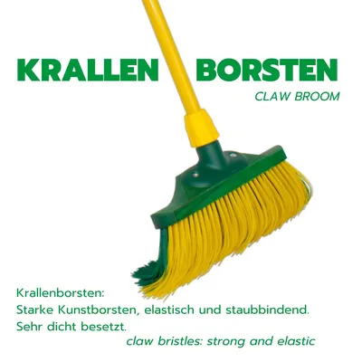 Produktbild von Novaliv Krallenbesen Set 30 cm Holz mit Teleskopstiel gebogenen Borsten Gartenbesen Straßenbesen Kehrbesen Laubbesen (1, 40 cm Besen mit Stiel)