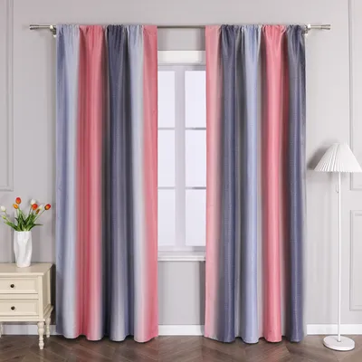 Produktbild von Joyswahl Blickdicht Gardinen Verdunklungsvorhang Schlafzimmer Wohnzimmer Tunnelzug (1 St) Farbverlauf Pink Grau HxB 175x140cm