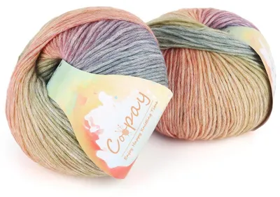 Image de Fil à tricoter et à crocheter, dégradé de couleurs, 2 pelotes de 100g, 50% coton, 50%.polyacrylique, effet dégradé, arc-en-ciel