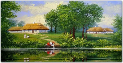 Produktbild von Coloray Bild aus Leinwand 120x60 Leinwand Dekoration - Das Dorf Hüttendorf