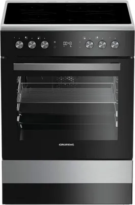 Produktbild von Grundig GFBM23420XC Elektroherd, Schwarz, 72 l Volumen, 60 cm Breite, , Ober-/Unterhitze + Umluft, 4 Kochfelder, Hitzeschutz-TÃ1/4r, Selbstreinigungsfunktion, Display, integrierte Uhr