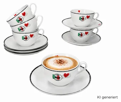 Obrázek produktu pro 12dílná sada šálků na cappuccino Caffee Amore 200 ml s motivem srdíček Cafe