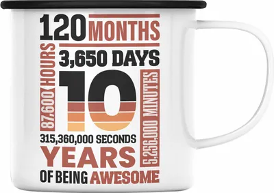 Produktbild von Trendation - 10. Geburtstag Emaille Tasse Geschenk Mädchen Jungs 10 Jahre Alt Geburtstagsgeschenk Idee (Schwarz)