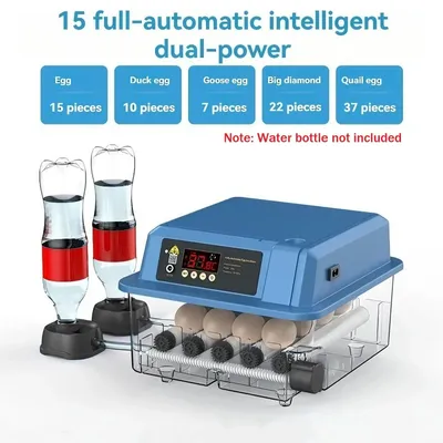 Produktbild von Mini Brutautomat - Eierbrüter 15 Eier - Automatische Wendung und Wasserzufuhr - Digitale Temperaturregelung - Für Hühner- und Enteneier