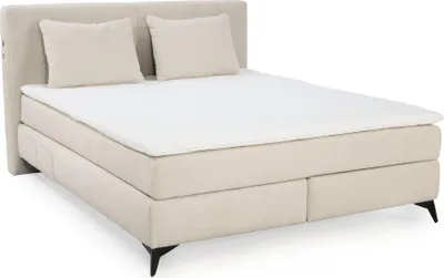 Produktbild von Boxspringbett 160x200 cm H3 Federkernmatratzen Bonell Topper in Chenille Beige / 20013