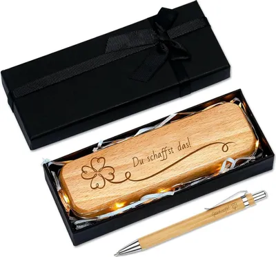 Image de Stylo à bille Sinseike avec boîte en bois - Cadeau inspirant pour les collègues de la famille
