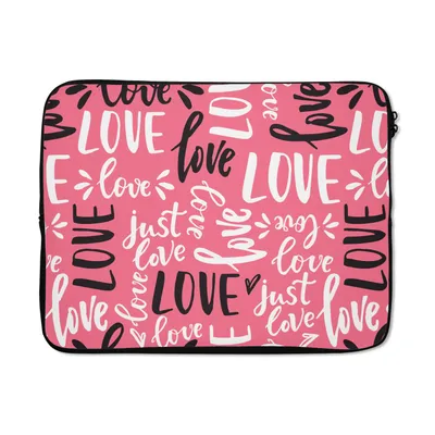 Produktbild von MuchoWow® Laptop Hülle 17 Zoll Laptoptasche Liebe - Valentinstag - Zitate - Muster - Zipper - Schutzabdeckung