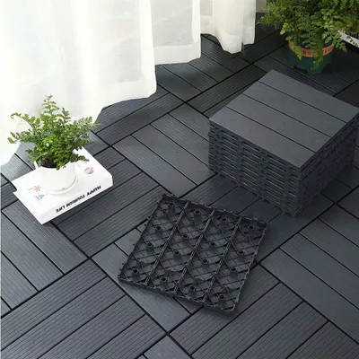Produktbild von 44x Klickfliesen Terrassenfliesen 30x30 cm – Bodenbelag für ca. 4 m² Garten, Balkon, Terrasse & Pool