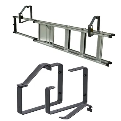Immagine prodotto di QLS Supporto a parete universale per scala in acciaio Bloccabile nero 11070