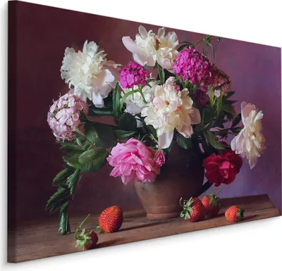 Produktbild von Fabelhafte Canvas LEINWAND BILDER 40x30 cm XXL Kunstdruck Pfingstrosen Blumen Natur